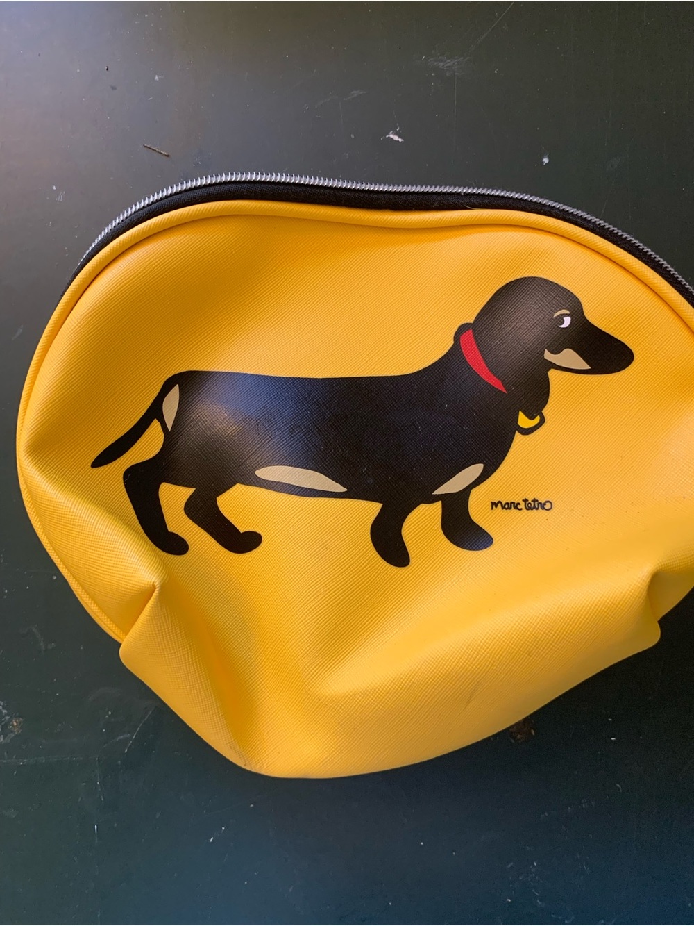 Marc Tetro Yellow Dachshund Travel Pouch - Zip Top Pet Accessory Case